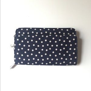 Thirty One Perfect Cents Wallet Navy Blue/Tan Dots